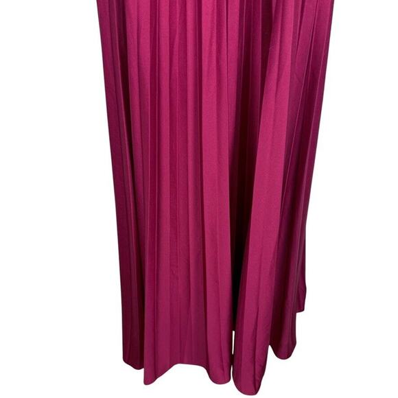 Vintage Womens Union Tag Dark Red Pleated V-Neck Maxi 70's Dress Empire Waist XS - Picture 7 of 15